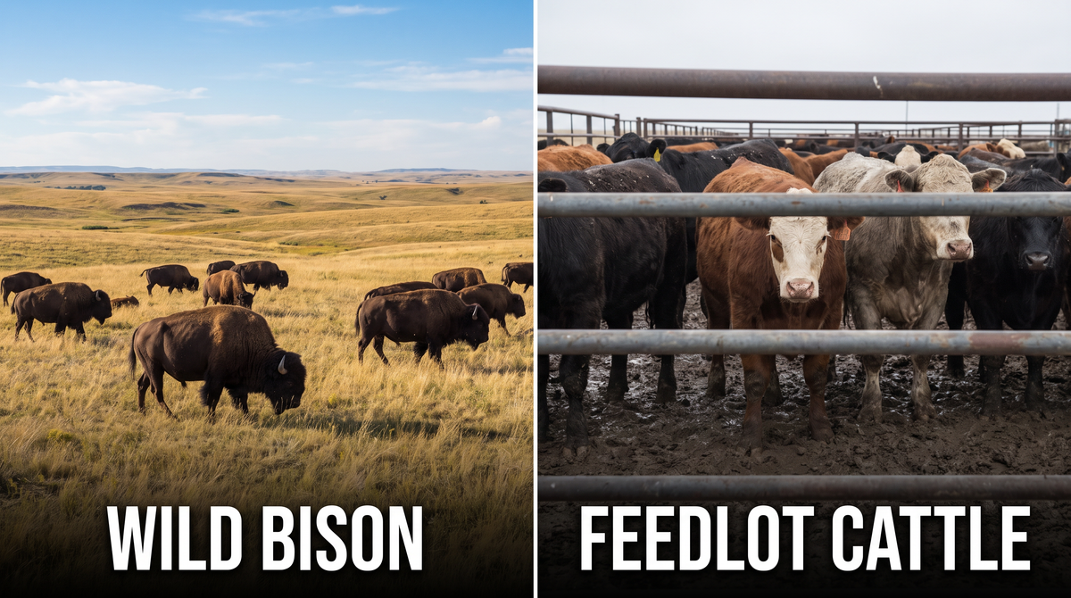 Wild bison vs feedlot cattle