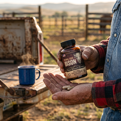 Rancher holding Primal Edge and two capsules
