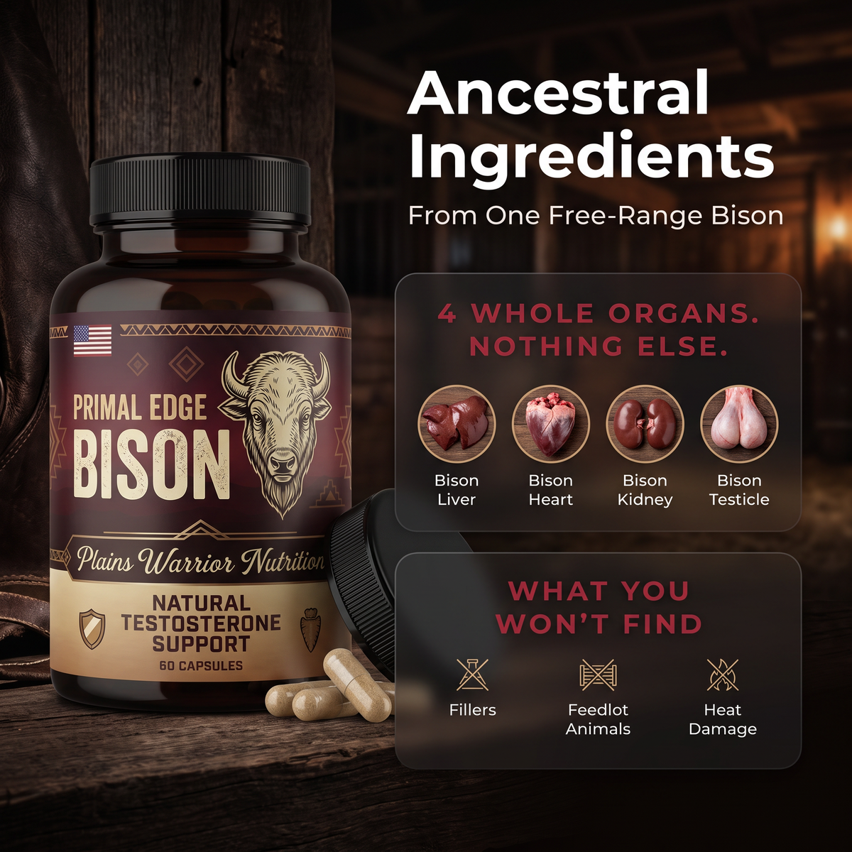 Ancestral ingredients: bison liver, heart, kidney, testicle